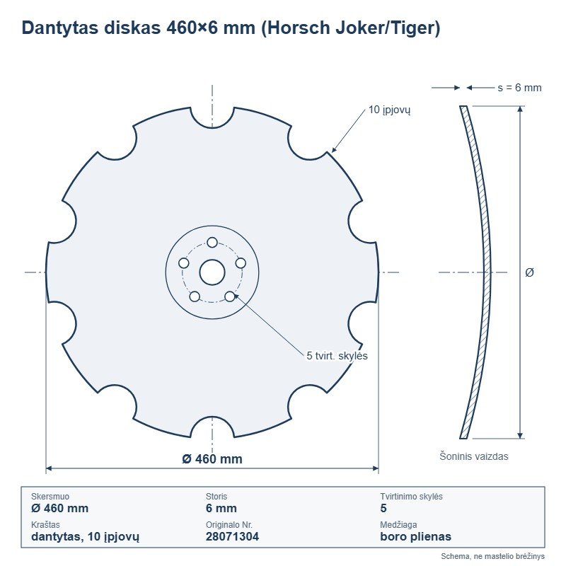 Diskas 460×6 mm, 5 skylės (28071304)