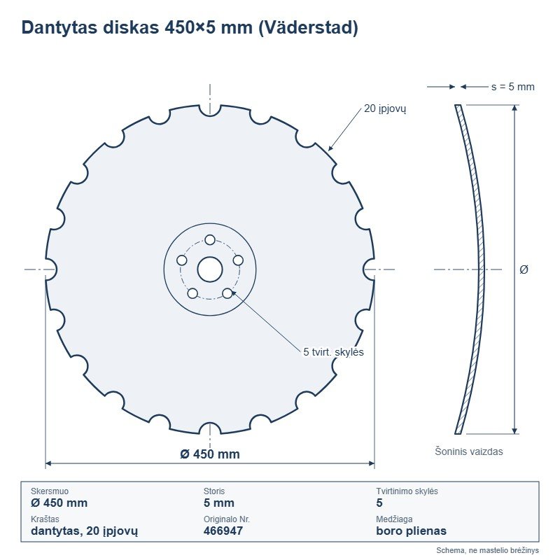 Diskas 450×5 mm V55 (466947)