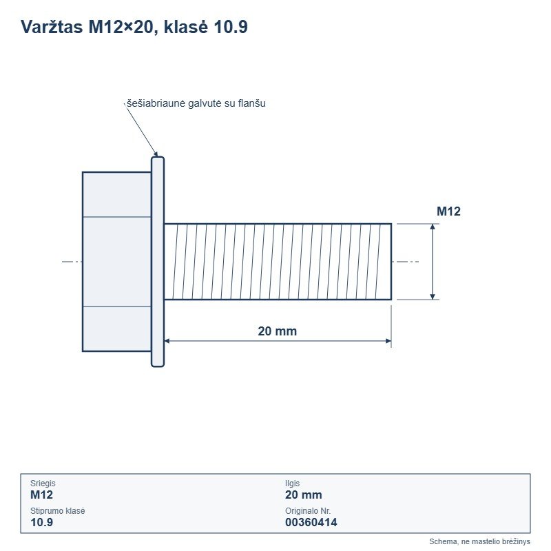 Varžtas M12×20 10.9