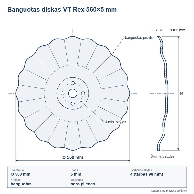 VT Rex diskas 560×5 mm, 4 skylės