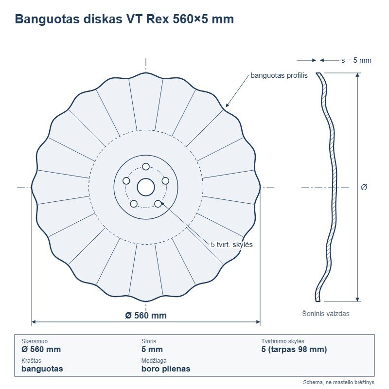 VT Rex diskas 560×5 mm, 5 skylės