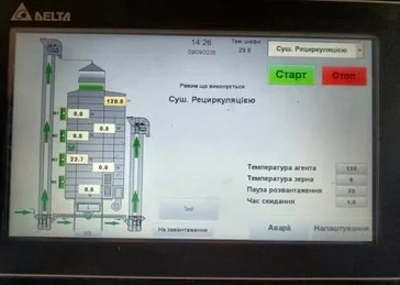Grūdų džiovyklos valdymo jutiklinis skydelis